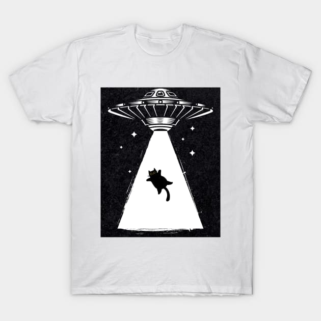 UFO stealing cat, Cat Stealing and UFO, funny cat, cats, meme cat, meme lover, black cat meme, funny kitten, cat jump, meme tee T-Shirt by BloomInOctober